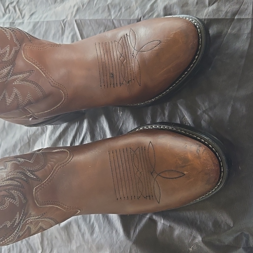 Men's Brown Double H Western Boots - Picture 2 of 12